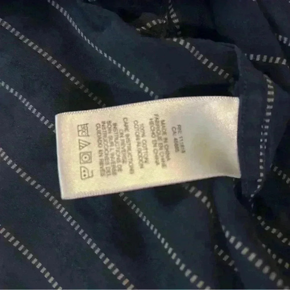 Michael a Kors Dark Blue Striped Button Shirt. Size Medium. Gently used. - Picture 6 of 6